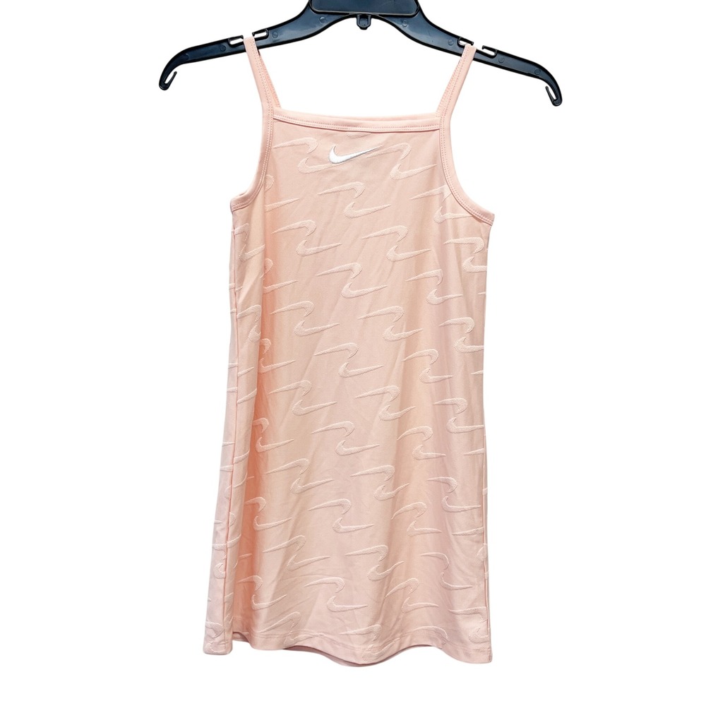 Nike Girls' Peach Pink Swoosh Pattern Terry Cloth Tank Tennis Dress Size 6, M